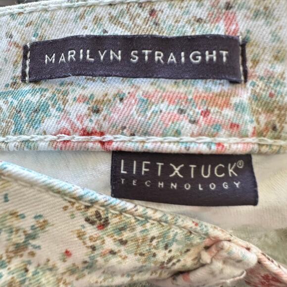 NYDJ Marilyn Straight Cropped Jean Sz 16 "Paisley Impressions" Lift Tuck Summer - Picture 7 of 8